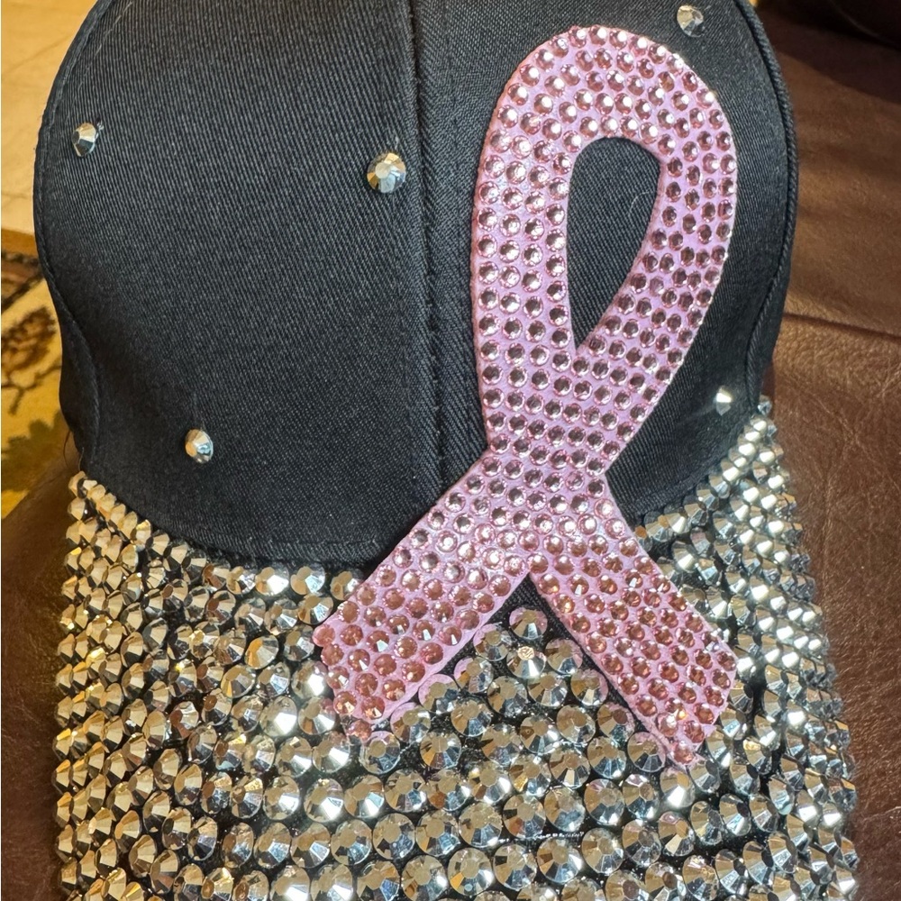 BLING BREAST CANCER SUPPORT CAP. SUPER SPARKLY